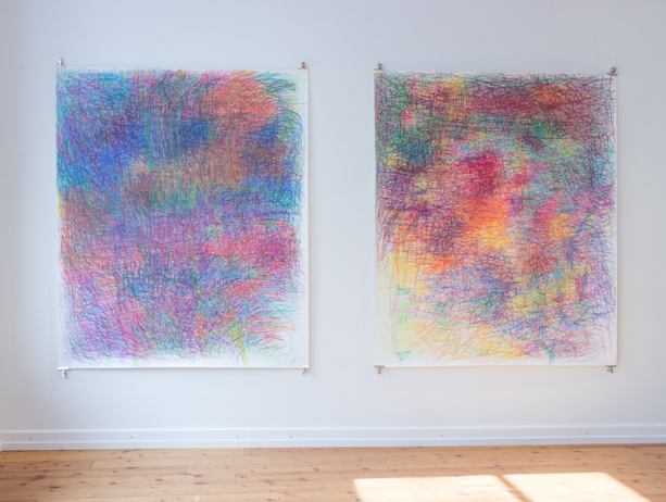 Exhibition view, color pencil on paper, each 150x180cm, 2023
